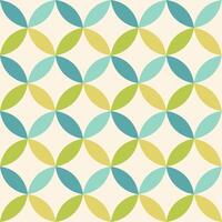 Wallpaper with seamless geometric circular pattern in retro 70s style. The design features circles with stars. Green palette. vector
