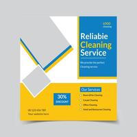 Cleaning service square social media post design vector