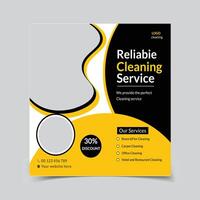 Cleaning service design and social media post template design vector