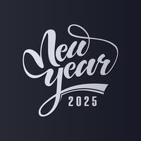 Happy New Year 2025 with typography style. Used for greeting cards with a black background vector