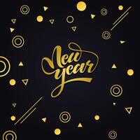 Happy new year, with simple geometric design vector