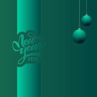Happy New Year text for greeting card. holiday design on green background vector