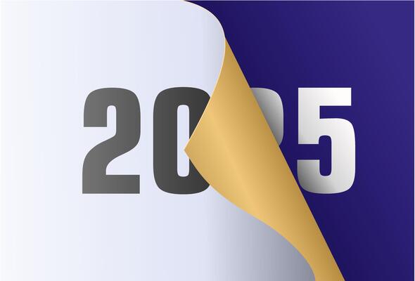 New Year celebration. white, gold and blue color combination, New Year 2025 greeting card design