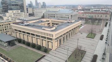Vilnius, Lithuania - 26th november, 2024 - aerial circular view building of Parliament of the Republic of Lithuania.The Seimas constitutes the legislative branch of government in Lithuania video