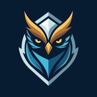 Minimalist Owl Logo Featuring Abstract Shapes Representing Wisdom vector