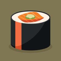 Tasty Sushi Roll Design with Fresh Fish and Maki Filling vector