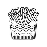 French fries in a box with a wave line icon vector