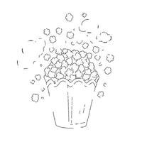 A drawing of popcorn in a bucket vector