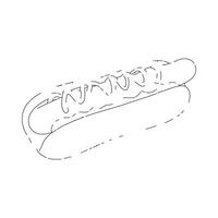 A hot dog is drawn in a line on a white background vector