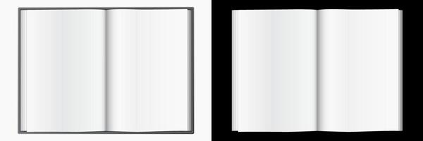 Open empty book journal template vector