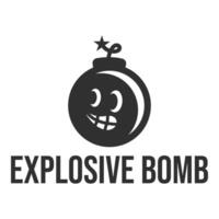 bomb mascot character flat minimalist logo design vector