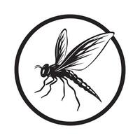 Dragonfly image inside a circle black and white design isolated on white background vector