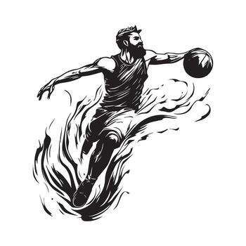 Basketball Dunk Player Abstract Flame Stock Design image isolated on white background. vector