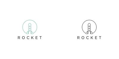 Simple rocket logo design premium vector