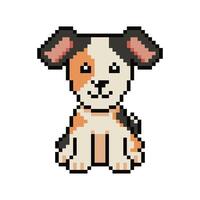 Pixel art cute dog in retro style vector
