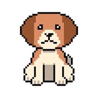 Pixel art cute beagle dog in retro style vector