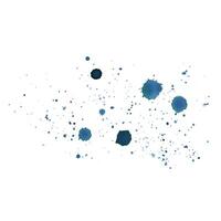 Blue, turquoise paint splashes with a brush, dots, drops and abstract. Watercolor illustration hand-drawn isolated from the background for design, decoration and addition of plots, backgrounds vector
