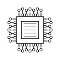 Chipset Outline Icon with black color palette in outline style. perfect for designs with a theme of cyber security and internet and device protection software vector