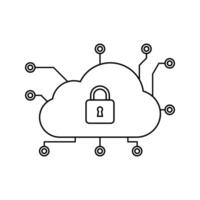 Cloud Security Outline Icon with black color palette in outline style. perfect for designs with a theme of cyber security and internet and device protection software vector