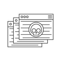 Malware Attack Outline Icon with black color palette in outline style. perfect for designs with a theme of cyber security and internet and device protection software vector