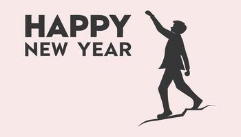 Simple Happy New Year Text and Man Illustration Design vector