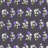 Seamless pattern of bouquets with bells on a purple background vector