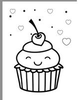 cupcakes Valentine Coloring Pages vector