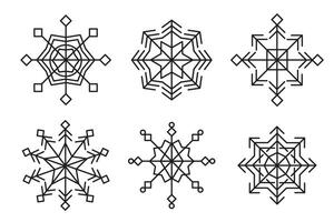 Snowflake line graphic with different shapes for winter, season, illustration and element vector
