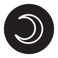 A black and white crescent moon icon vector