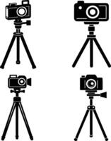 Camera with stand silhouette illustration vector