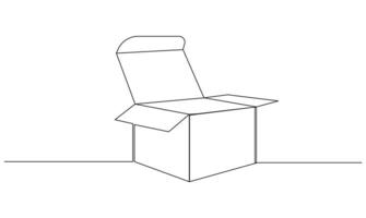 Cardboard box Continuous one line drawing isolated on the white background. Concept of a donation box vector