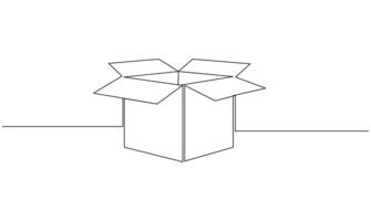 Cardboard box Continuous one line drawing isolated on the white background. vector