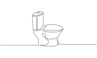 Toilet icon high commode one continuous simple line drawing minimalist vector