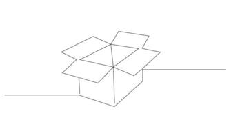 Cardboard box Continuous one line drawing isolated on the white background. Concept of a donation box illustration vector