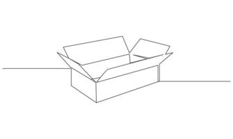 Cardboard box Continuous one line drawing isolated on the white background vector