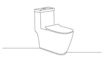 Toilet icon high commode continuous simple line drawing concept of hygienic minimalist vector