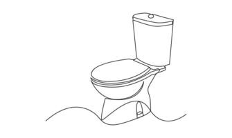 Toilet icon high commode single continuous simple line drawing concept of hygienic minimalist vector