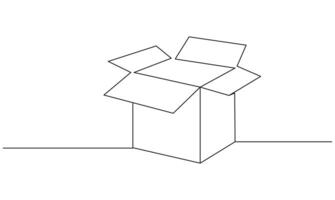 Cardboard box Continuous single line drawing isolated on the white background. Concept of a donation box illustration vector