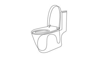 Toilet icon high commode one continuous simple line drawing concept of hygienic vector