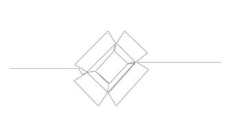 Cardboard box Continuous one line drawing isolated on the white background. Concept of a donation box premium illustration vector