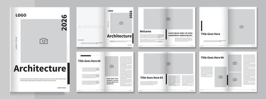 Architecture Magazine Layout Template Design, Minimal Clean Design vector