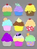 Set of colorful muffins vector
