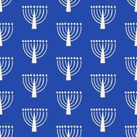 Menorah Abstract Blue Seamless Pattern Hanukkah Print vector