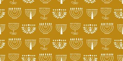 Menorah Gold Background Seamless Pattern. Hanukkah Texture vector