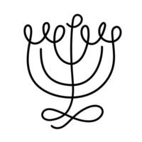 One Line Drawing Menorah Hanukkah Shape Illustration Artistic Logo Icon Isolated on White Background vector