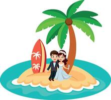 Wedding couple on an island vector