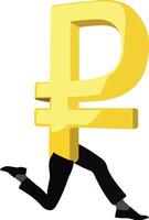 A cartoon character running with a gold currency symbol vector