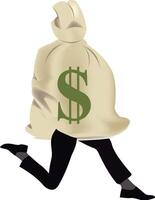 A man running with a bag of money vector