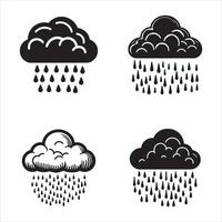 Cloud with rain drops icon, cartoon style vector