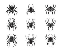 graphic of spider icon in black and white with transparent vector